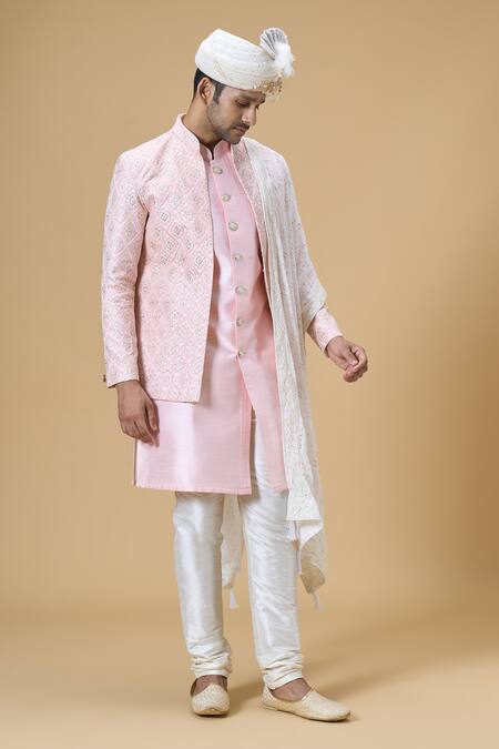 Shop Arihant Rai Sinha Off White Sequins, Embroidery Geometric Pattern Dupatta And Safa Set at Aza Fashions Shop_Arihant Rai Sinha_Off White Sequins, Embroidery Geometric Pattern Dupatta And Safa Set_at_Aza_Fashions