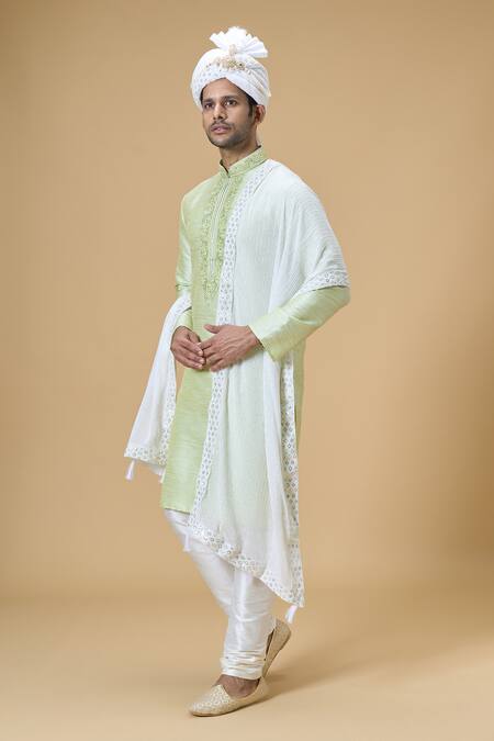 Shop Arihant Rai Sinha Off White Sequins, Embroidery Floral Border Dupatta And Safa Set at Aza Fashions Shop_Arihant Rai Sinha_Off White Sequins, Embroidery Floral Border Dupatta And Safa Set_at_Aza_Fashions