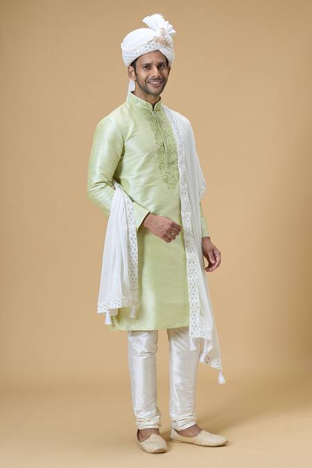 Arihant Rai Sinha Off White Sequins, Embroidery Floral Border Dupatta And Safa Set Online at Aza Fashions Arihant Rai Sinha_Off White Sequins, Embroidery Floral Border Dupatta And Safa Set_Online_at_Aza_Fashions