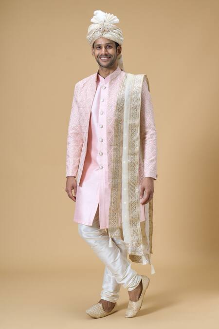 Buy Arihant Rai Sinha Cream Sequins Jacquard Woven Embroidered Dupatta And Safa Set Online at Aza Fashions Buy_Arihant Rai Sinha_Cream Sequins Jacquard Woven Embroidered Dupatta And Safa Set_Online_at_Aza_Fashions