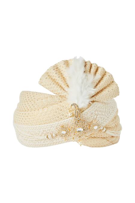 Arihant Rai Sinha_Beige Sequins, Embroidery Safa_Online_at_Aza_Fashions