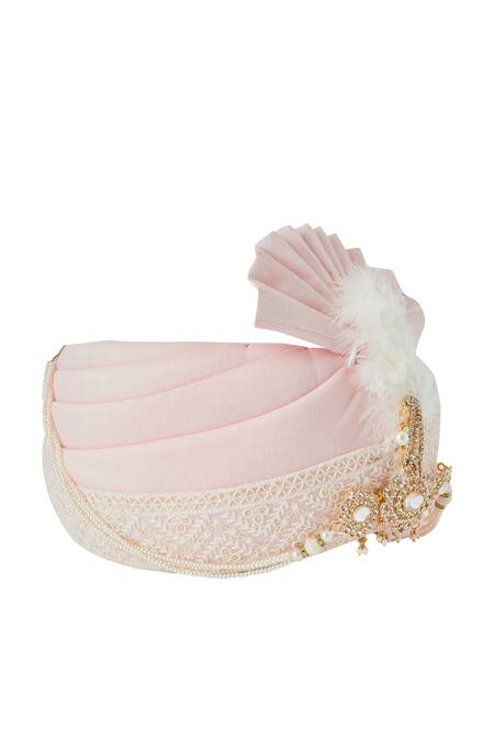 Shop_Arihant Rai Sinha_Pink Sequins, Embroidery Border Safa_Online_at_Aza_Fashions