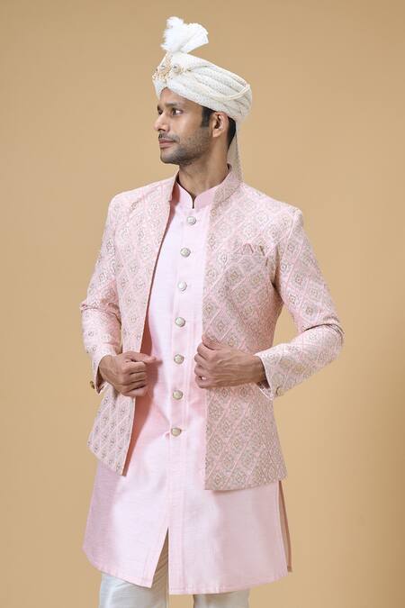 Arihant Rai Sinha_Off White Sequins, Embroidery And Thread Safa_at_Aza_Fashions