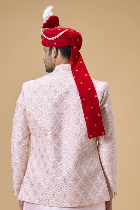 Buy_Arihant Rai Sinha_Red Sequins, Embroidery Velvet Safa