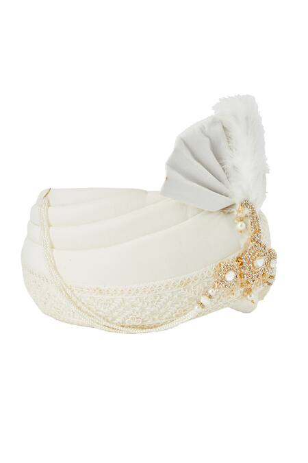 Shop_Arihant Rai Sinha_Off White Sequins, Embroidery Border Safa