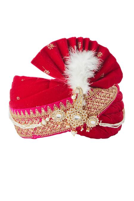 Shop Arihant Rai Sinha Pink Sequins, Embroidery Velvet Safa at Aza Fashions Shop_Arihant Rai Sinha_Pink Sequins, Embroidery Velvet Safa_at_Aza_Fashions