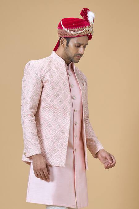 Arihant Rai Sinha Pink Sequins, Embroidery Velvet Safa Online at Aza Fashions Arihant Rai Sinha_Pink Sequins, Embroidery Velvet Safa_Online_at_Aza_Fashions