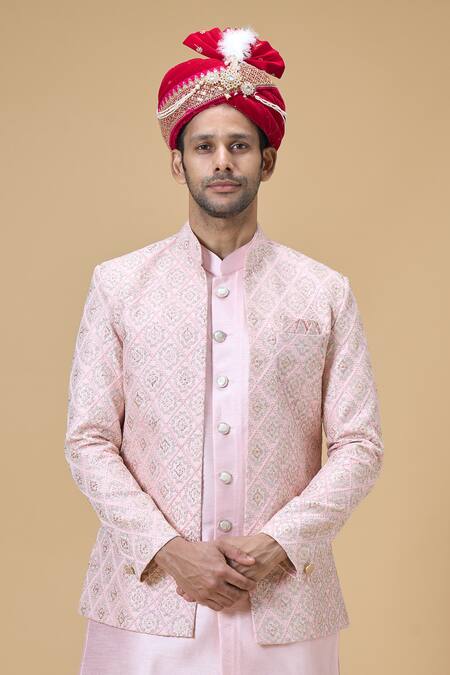 Arihant Rai Sinha Pink Sequins, Embroidery Velvet Safa at Aza Fashions Arihant Rai Sinha_Pink Sequins, Embroidery Velvet Safa_at_Aza_Fashions
