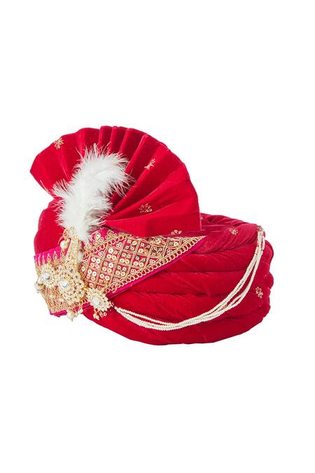 Buy Arihant Rai Sinha Pink Sequins, Embroidery Velvet Safa Buy_Arihant Rai Sinha_Pink Sequins, Embroidery Velvet Safa