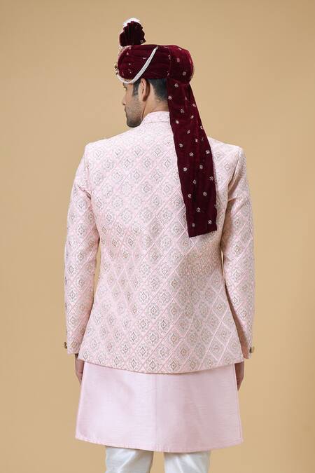 Shop_Arihant Rai Sinha_Maroon Sequins, Embroidery Velvet And Thread Safa_Online_at_Aza_Fashions