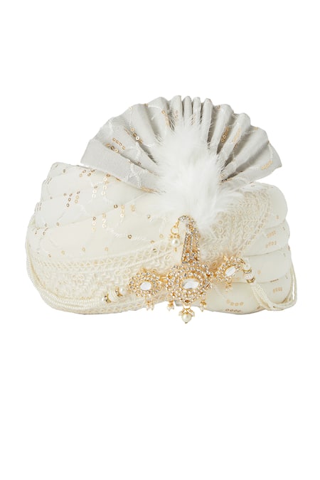 Shop Arihant Rai Sinha Off White Sequins, Embroidery Georgette Safa at Aza Fashions Shop_Arihant Rai Sinha_Off White Sequins, Embroidery Georgette Safa_at_Aza_Fashions