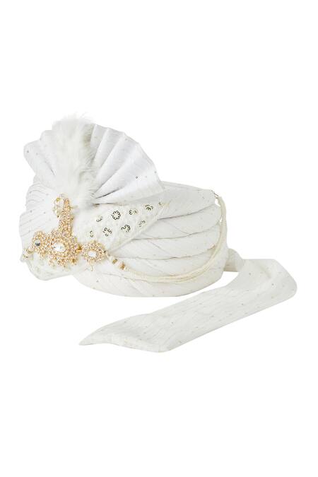 Shop Arihant Rai Sinha Off White Sequins, Embroidery Georgette Safa at Aza Fashions Shop_Arihant Rai Sinha_Off White Sequins, Embroidery Georgette Safa_at_Aza_Fashions