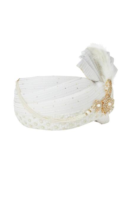 Shop Arihant Rai Sinha Off White Sequins, Embroidery Georgette Safa Online at Aza Fashions Shop_Arihant Rai Sinha_Off White Sequins, Embroidery Georgette Safa_Online_at_Aza_Fashions