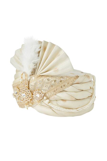 Buy Arihant Rai Sinha Cream Sequins, Embroidery Tissue Jacquard Woven Safa Online at Aza Fashions Buy_Arihant Rai Sinha_Cream Sequins, Embroidery Tissue Jacquard Woven Safa_Online_at_Aza_Fashions