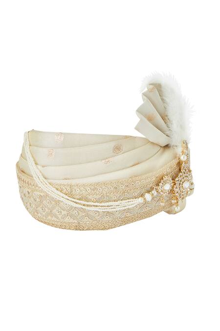 Shop Arihant Rai Sinha Cream Sequins, Embroidery Tissue Jacquard Woven Safa Online at Aza Fashions Shop_Arihant Rai Sinha_Cream Sequins, Embroidery Tissue Jacquard Woven Safa_Online_at_Aza_Fashions