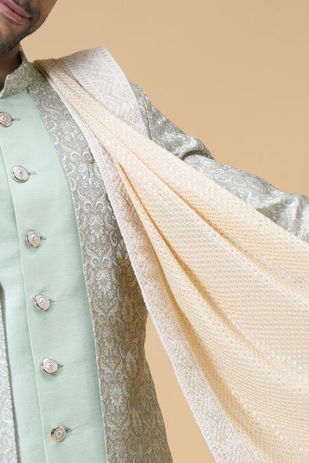 Shop Arihant Rai Sinha Beige Tassels, Embroidery Sequin And Thread Dupatta Online at Aza Fashions Shop_Arihant Rai Sinha_Beige Tassels, Embroidery Sequin And Thread Dupatta_Online_at_Aza_Fashions