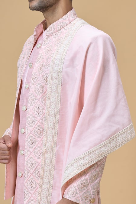 Buy_Arihant Rai Sinha_Pink Sequins Embroidered Border Dupatta_Online_at_Aza_Fashions