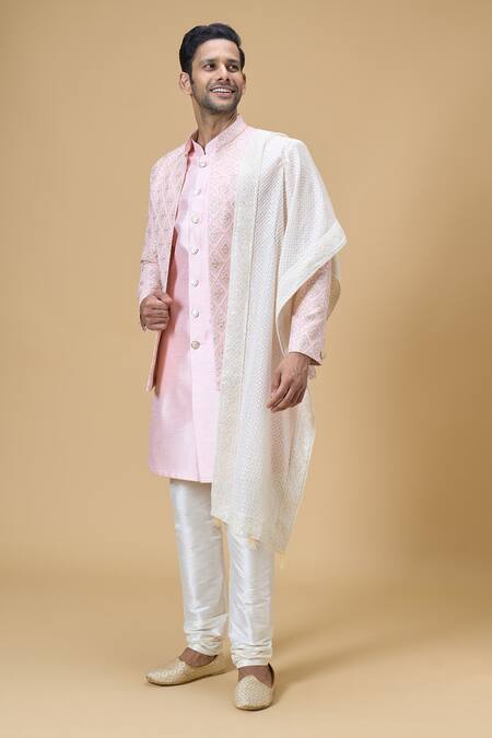 Arihant Rai Sinha_Off White Sequin Embroidered Dupatta_Online_at_Aza_Fashions