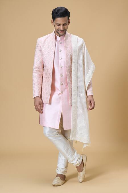 Buy_Arihant Rai Sinha_Off White Sequin Embroidered Dupatta_Online_at_Aza_Fashions