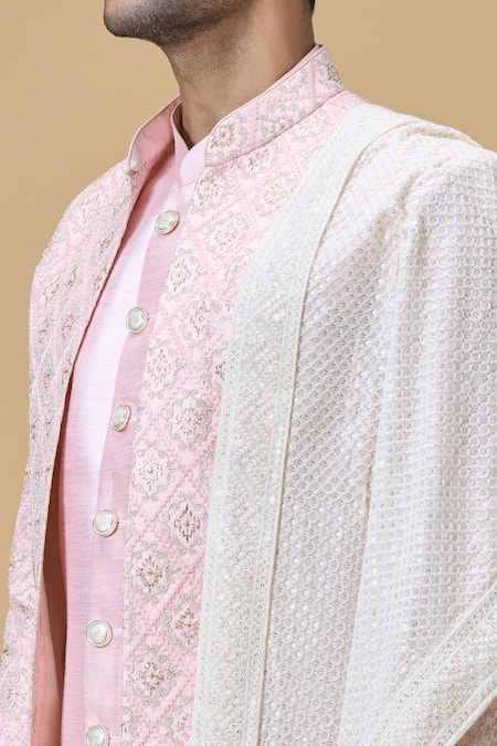 Shop_Arihant Rai Sinha_Off White Sequin Embroidered Dupatta_Online_at_Aza_Fashions