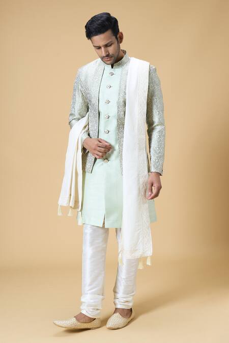 Arihant Rai Sinha_Off White Sequins, Embroidery Thread And Dupatta_Online_at_Aza_Fashions