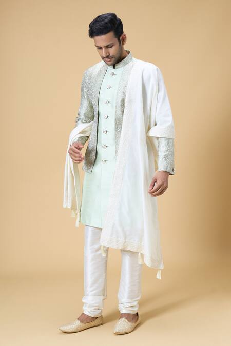 Buy_Arihant Rai Sinha_Off White Sequins, Embroidery Thread And Dupatta_Online_at_Aza_Fashions