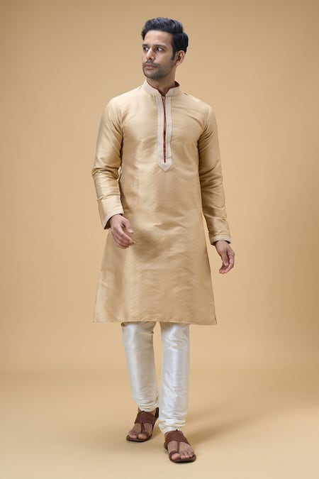 Buy Arihant Rai Sinha Beige Jacquard, Silk, Brocade Checkered Textured Kurta Online at Aza Fashions Buy_Arihant Rai Sinha_Beige Jacquard, Silk, Brocade Checkered Textured Kurta _Online_at_Aza_Fashions