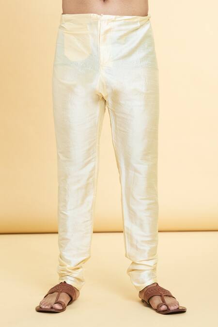 Buy_Arihant Rai Sinha_Green Chanderi , Embroidery Placket Straight Kurta With Churidar 