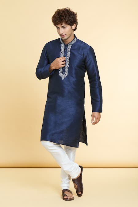 Arihant Rai Sinha Straight Embroidered Placket Kurta 