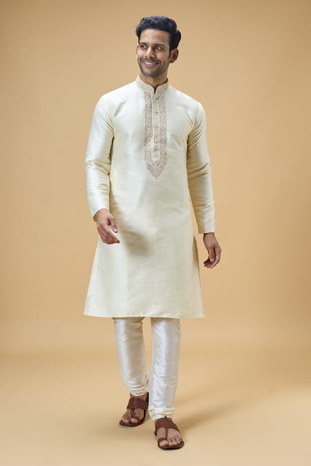 Arihant Rai Sinha Floral Embroidered Straight Placket Kurta 