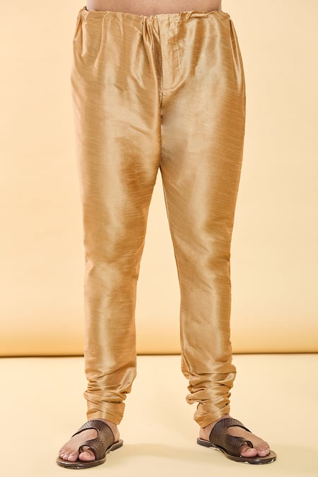 Shop_Arihant Rai Sinha_Maroon Jacquard, Silk Embroidery Floret Placket Kurta With Churidar _Online_at_Aza_Fashions