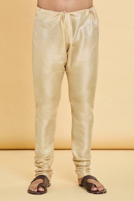 Arihant Rai Sinha_Purple Jacquard, Silk Zari Straight Embroidered Placket Kurta With Churidar_Online_at_Aza_Fashions