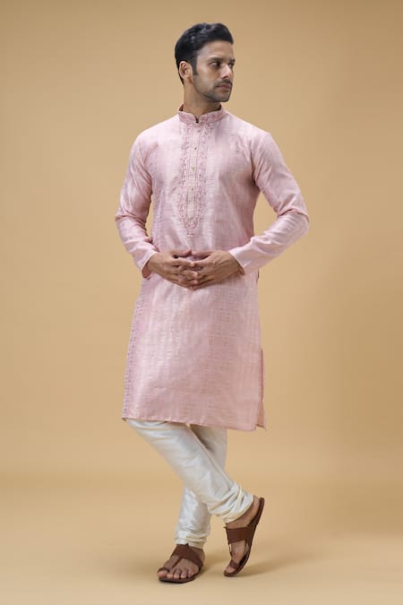 Arihant Rai Sinha Tonal Paisley Embroidered Placket Kurta 