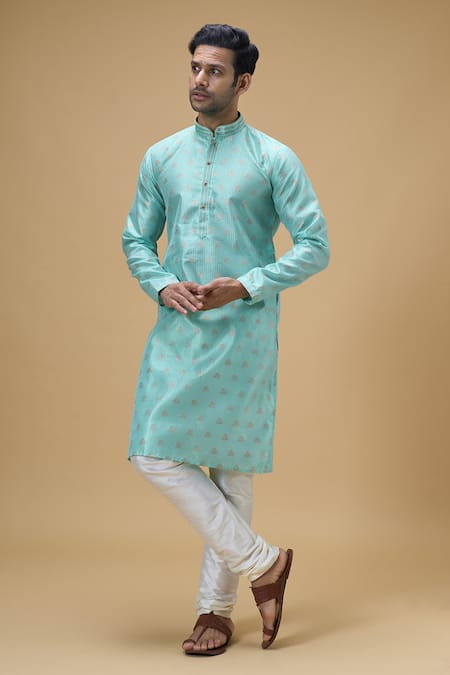 Arihant Rai Sinha Crest Motif Woven Kurta With Churidar 