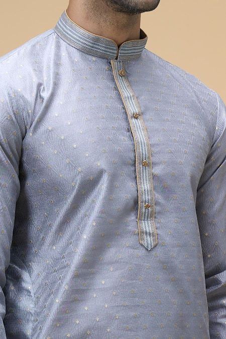 Arihant Rai Sinha Grey Jacquard, Silk Ray Bloom Woven Kurta Online at Aza Fashions Arihant Rai Sinha_Grey Jacquard, Silk Ray Bloom Woven Kurta _Online_at_Aza_Fashions