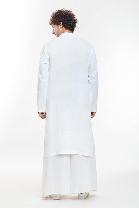 Shop Anamika Khanna White Linen Printed Kurta at Aza Fashions Shop_Anamika Khanna_White Linen Printed Kurta_at_Aza_Fashions