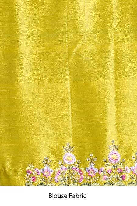 Buy_Anushree Reddy_Yellow Organza Embroidery Tutty Fruity Saree With Unstitched Blouse Piece 