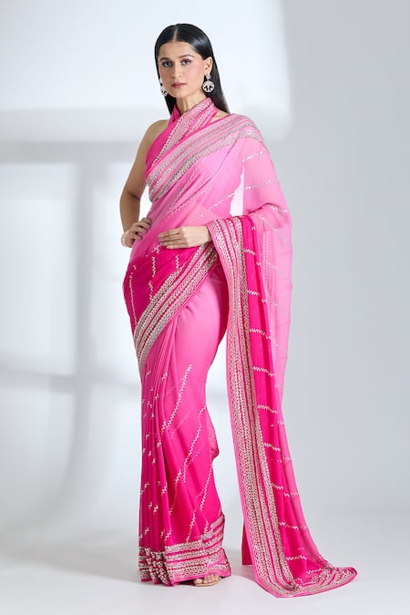 Anushree Reddy Sequin Lined Saree With Unstitched Blouse Piece 