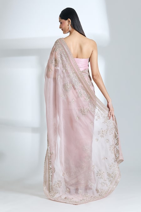 Anushree Reddy Thithli Embroidered Saree With Unstitched Blouse Piece 