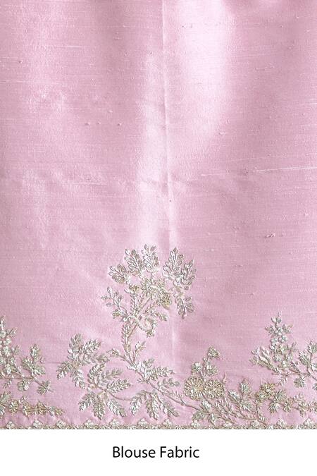 Buy_Anushree Reddy_Pink Organza Embroidery Thithli Saree With Unstitched Blouse Piece 