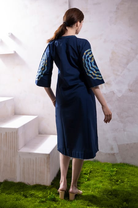 The White Tree Studio Noor Abstract Applique Work A-Line Dress 