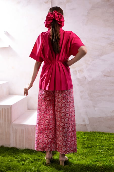 The White Tree Studio Uzuri Floral Patchwork Embroidered Top & Flared Pant Set 