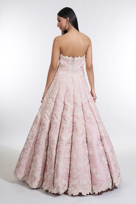 Shop Anushree Reddy Pink Organza Embroidery Bead Sweetheart Neck Natila Floral Gown at Aza Fashions Shop_Anushree Reddy_Pink Organza Embroidery Bead Sweetheart Neck Natila Floral Gown _at_Aza_Fashions