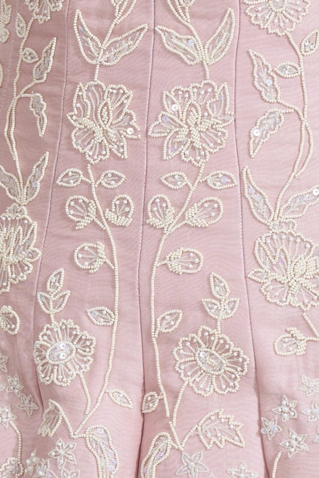 Anushree Reddy Pink Organza Embroidery Bead Sweetheart Neck Natila Floral Gown Online at Aza Fashions Anushree Reddy_Pink Organza Embroidery Bead Sweetheart Neck Natila Floral Gown _Online_at_Aza_Fashions