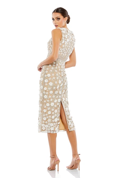 Mac Duggal Hand Embroidered Midi Dress 