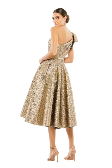 Mac Duggal Abstract Detail One-Shoulder Midi Dress 