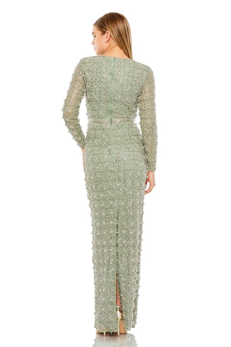 Mac Duggal Net Hand Embroidered Gown 