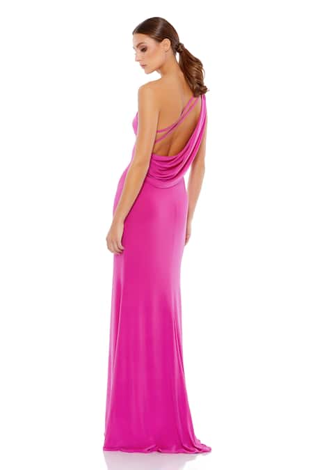 Mac Duggal One Shoulder Draped Back Gown 