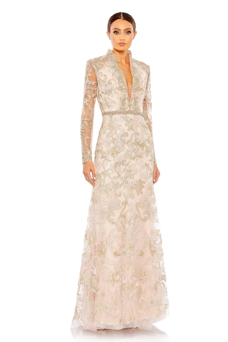 Mac Duggal Floral Blossom Embroidered Gown 