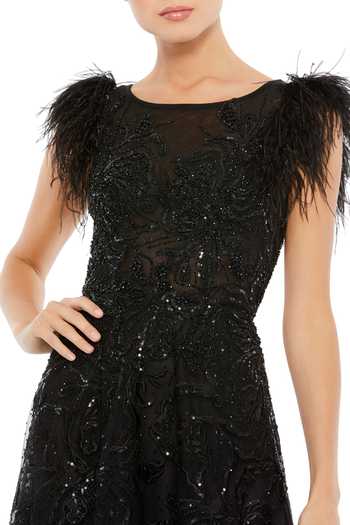 Mac Duggal Black Net Beads, Lace Round Neck Tonal Hand Embellished Gown Online at Aza Fashions Mac Duggal_Black Net Beads, Lace Round Neck Tonal Hand Embellished Gown _Online_at_Aza_Fashions
